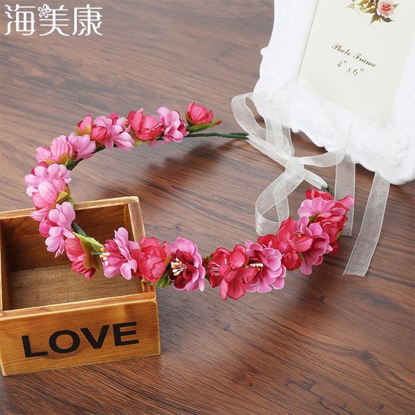 

haimeikang 2019 flower crown women flower hair accessories girl fashion wreath floral headwear bridesmaid headband