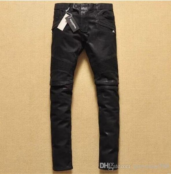

new fashion men's slim jeans slim straight pants riding jeans rock skinny slim tear stripe famous designer jeans european size, Blue