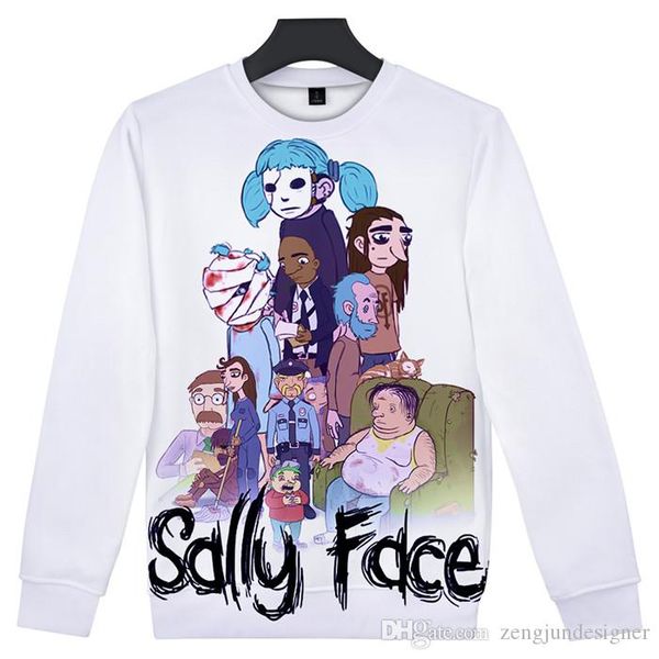 

sally face mens autumn desinger hoodies crew neck long sleeve fashion style homme clothing couple casual apparel, Black