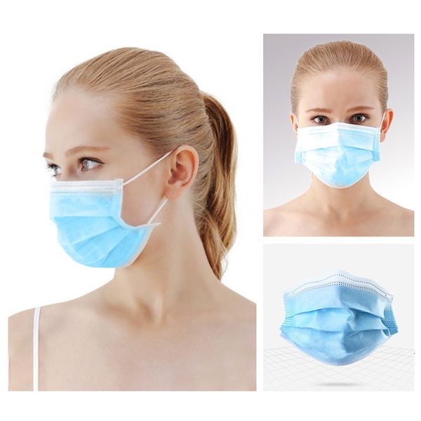 

dhl ship 50 1pcs 3 layer facedust air sleep pollution breathable masks with elastic ear loop blue mask qlrw
