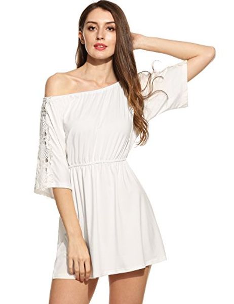 

женское летнее платье с открытыми плечами zeagoo, Black;gray
