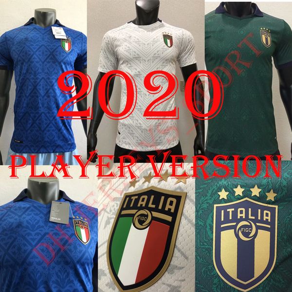 

2020 player version italy third soccer jerseys 20/21 italy home chiellini candreva soccer shirt away insigne romagnoli 3rd football uniform, Black;yellow