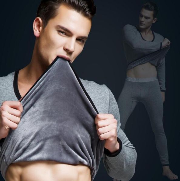 

2016 winter elastic mens thermal underwear sets men brand long johns thicken warm knitting men underwear gray,army green,apricot, Black;brown
