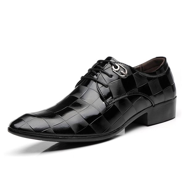 

mens dress shoes patent leather pointed toe men party wedding shoes derby oxford for men zapatos de vestir hombre, Black