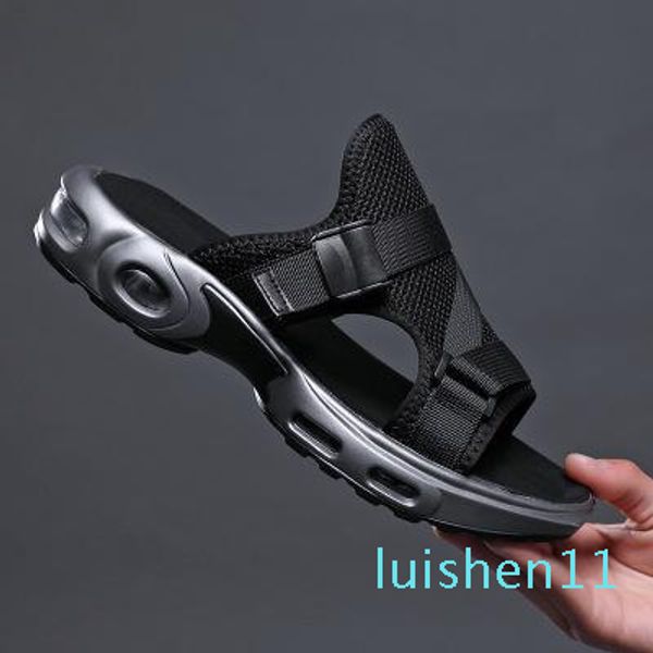 

2020 air cushion slippers men vacation wearproof antiskid slipper with soft sole mesh slipper hollow shoes for summer slip on slippers l11, Black