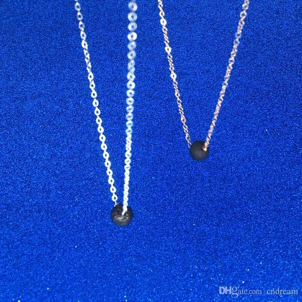

natural stone lava rock bead aromatherapy essential oil diffuser necklace pendant silver gold chains fashion jewelry for women drop shipping