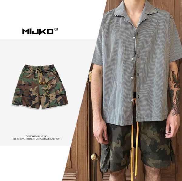 

mens fashion camouflage casual shorts cargo hip hop multi-pocket joggings for men camouflage pantalones hombre, White;black