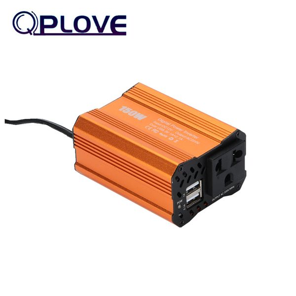 

qplove car mini inverter 12v 220v 150w output supports usb and eu us jp plug max 3 jacks to use with overload protection
