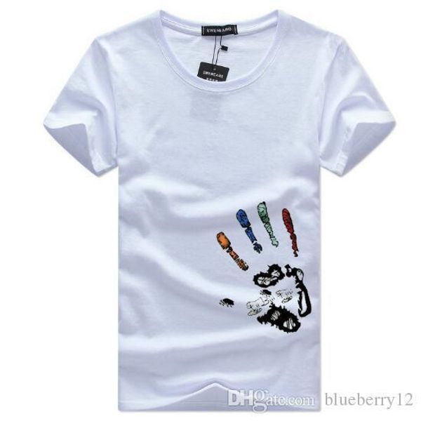 

2019 mens fashion tshirt summer short sleeve round neck tee plus size printed casual cotton tshirt with 6 colors size s-5xl, White;black