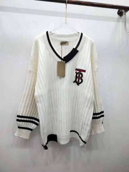 

1211 2020 весна бренд тот же стиль kint свитер топ пуловер письмо с длинным рукавом белый экипаж nek роскошная мода женская одежда qian, White;black