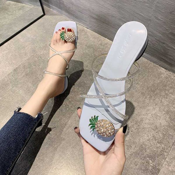 

slippers casual square heel glitter slides female shoes shose women low block jelly soft 2020 pu fashion hoof heels, Black