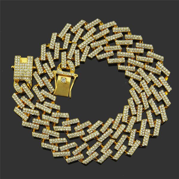 

geometric rhombus cuban chain necklace hip-hop domineering accessories iced out jewellery for mens 1.3cm width ing, Silver