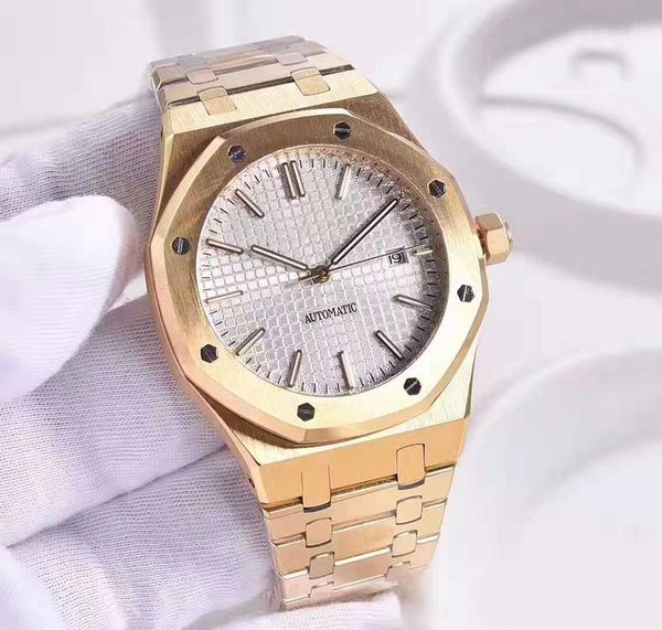 

u1 royal luxury men's watch 18k gold three colors 15500or automatic movement sapphire 40mm dial 316 stainless steel transparent back, Slivery;brown