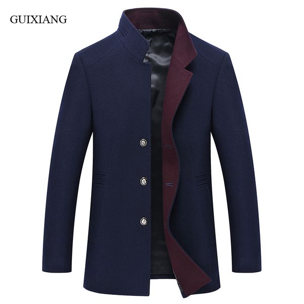 

new arrival men high-end boutique warm woolen coat business casual stand collar wool trench overcoat men's slim coat size m-3xl, Black