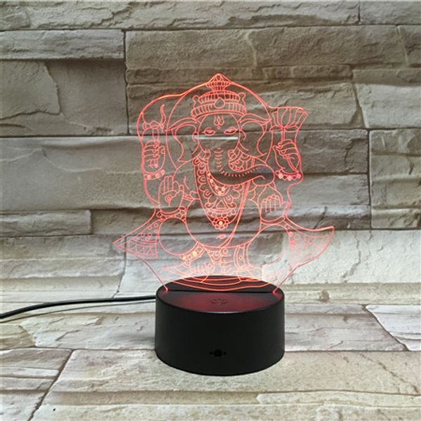 

3d lamp battery powered hinduism ganesha color changing with remote for living room decoration led night light lamp for kids
