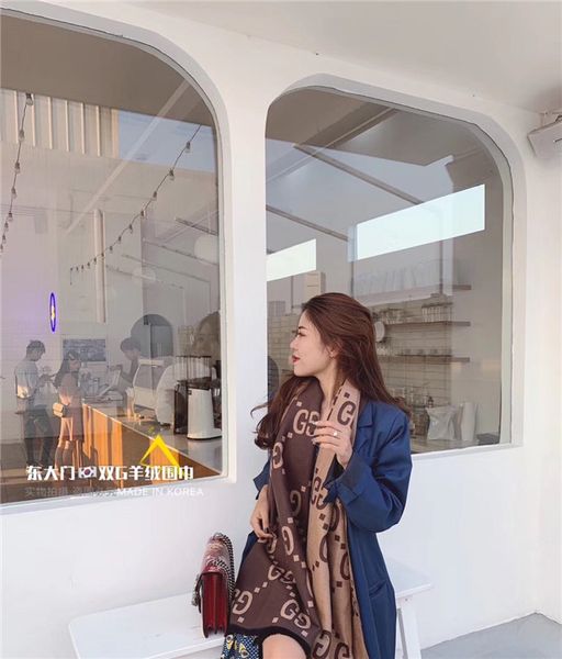 

2020luxury winter scarf for women's brand, designer of the brand wool and cotton brand men's scarf fashion women's color alph, Blue;gray