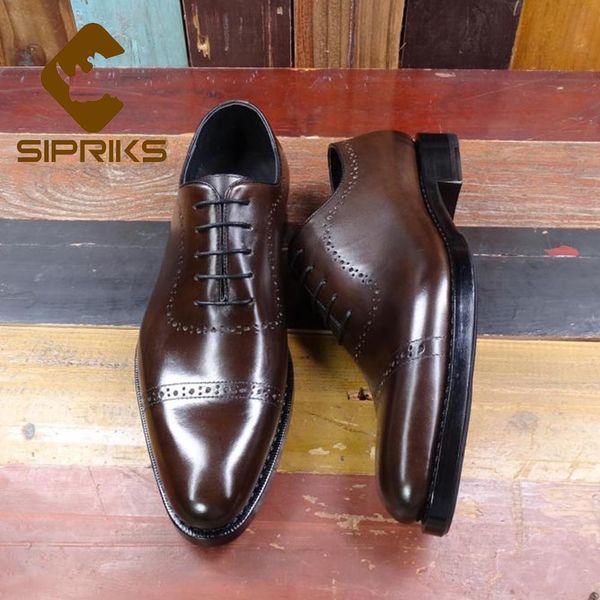 

sipriks imported italy calf leather shoes mens dark brown carved oxfords elegant black classic goodyear welted shoes big size 44
