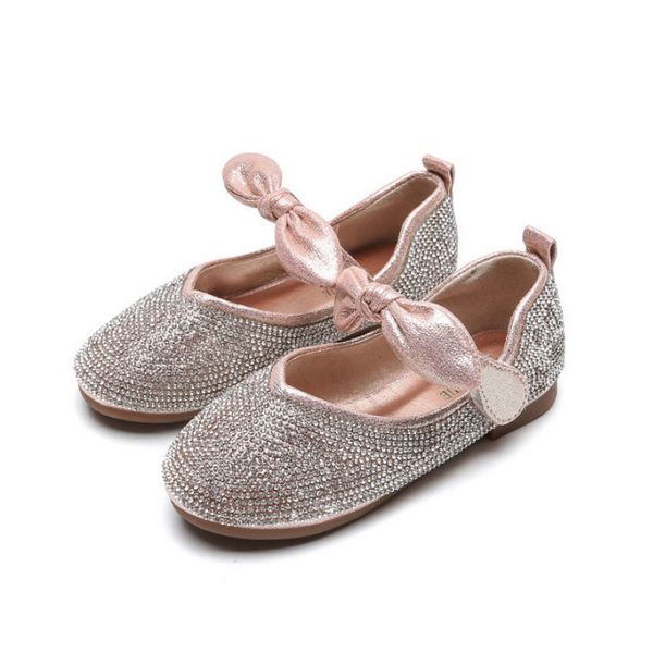 

new spring autumn children kids girls sandals flat soft rhinestones princess dance dress shoes girls leather dress casual shoes, Black;grey
