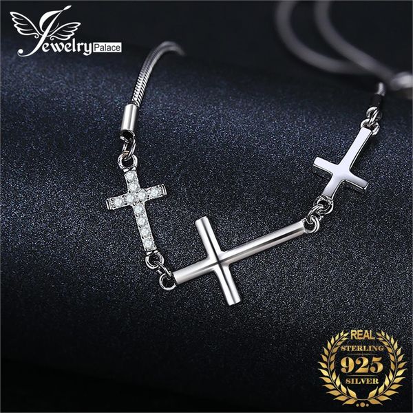 

jewelrypalace cross 925 sterling silver bracelet snake chain bolo bracelets for women silver 925 jewelry making organizer, Golden;silver