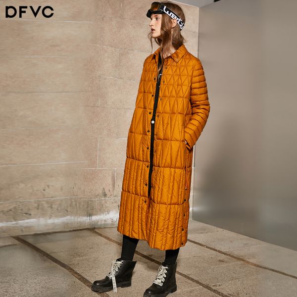 

2018 new arrival aporia.king long solid single breasted wide-waisted standard full white duck down coat, Black