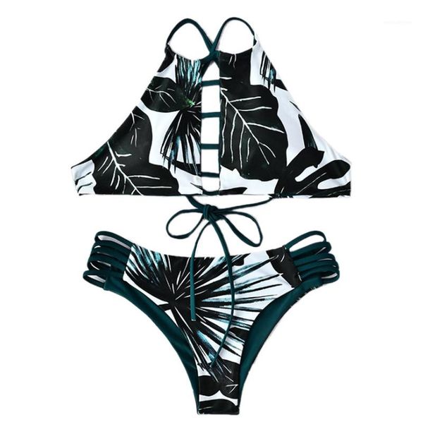 

tankinis backless flora printed female swimwears tie skinny leaf pattern ladies beachwears summer womens sexy, White;black