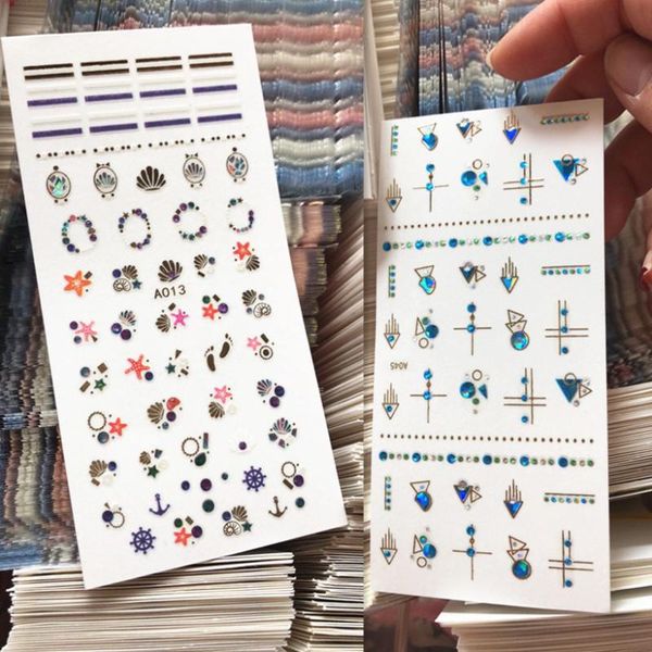 

a044 013 jewel design 3d nail sticker transparent nail decals rhinestones diy decal decorations, Black
