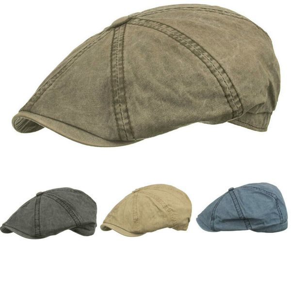 

vintage men's visors retro washing gatsby cap 8 panel newsboy flat hat organic cotton anti-uv 2019 new in fashion, Blue;gray