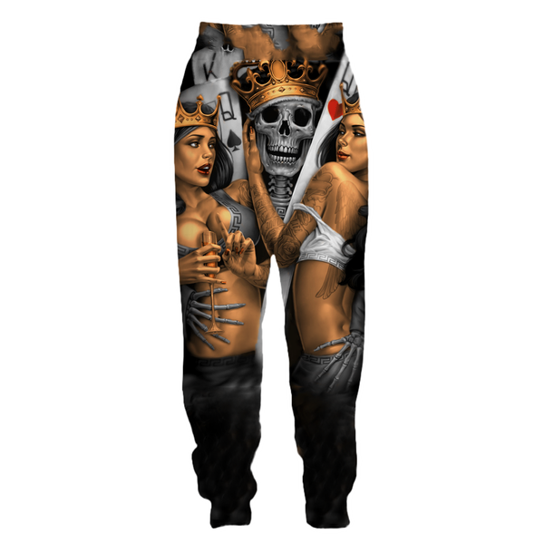 

fashion men/women 3d sweatshirts print metal skulls bride groom pants, Black