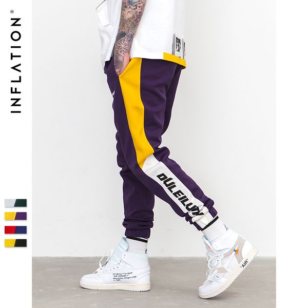 

inflation men clothes pants men 2019 new autumn mens sweatswear pants printing side stripe pockets vintage sweatpants 353w17, Black