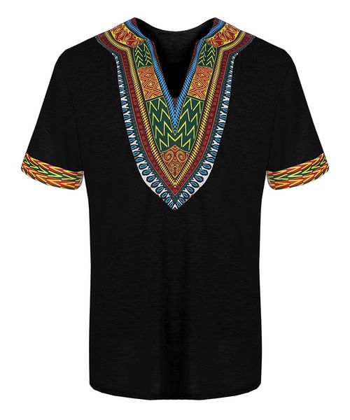 

6 colors men summer african dashiki print t-shirt loose pullover cotton v-neck short sleeve casual hip-hop tee shirt for men, Red