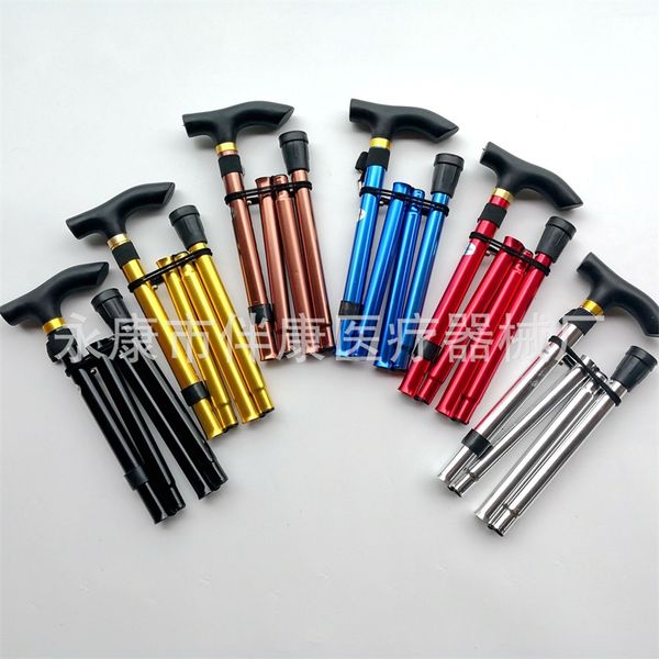 

T handle five folding crutche elderly camping tick handle alpen tock tele coping hiking camping trekking pole non lip 8 6bk a1