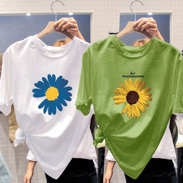 

combed cotton short-sleeved female t-shirt student summer clothes loose t-shirt round neck couple clothes half-sleeved female, White