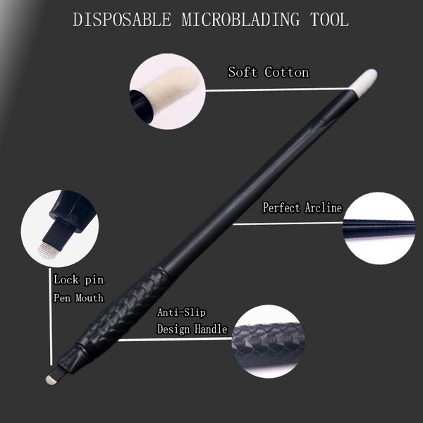 

disposable microblading pens permanent makeup tattoo eyebrow tattoo pen with 7/12/14/17/18u pins needles embroidery blades 10pcs