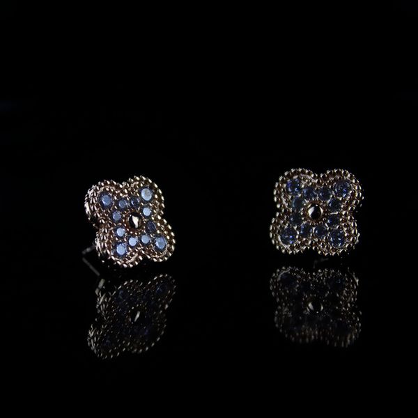 

diamond small earring women 925 silver clip on stud earrings flower charms valentine's day fine jewelry, Golden