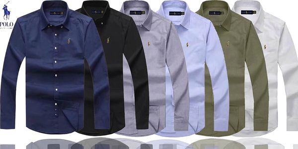 

luxury mens designer shirts ralph mens dress shirt lauren cotton oxford cloth fashion shirt black casual dress shirt, White;black