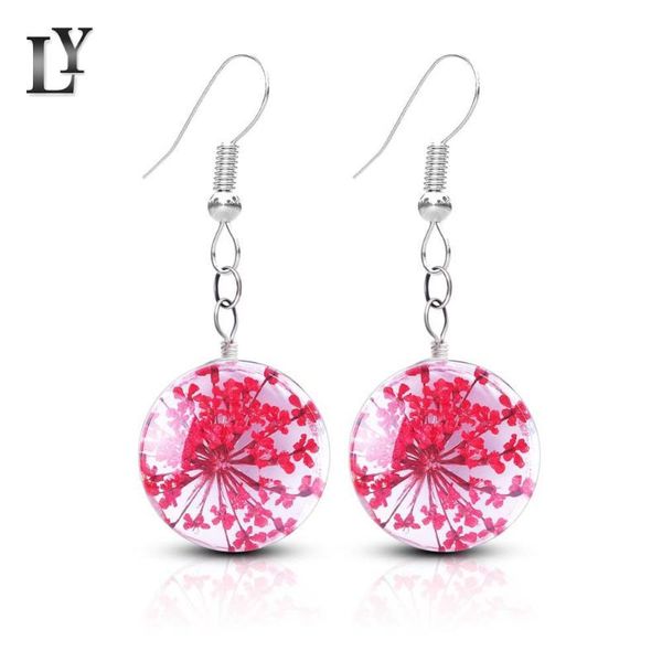 

dangle & chandelier european and american-style fashion ear stud dried flower glass ball preserved fresh earrings creative time gem accessor, Silver