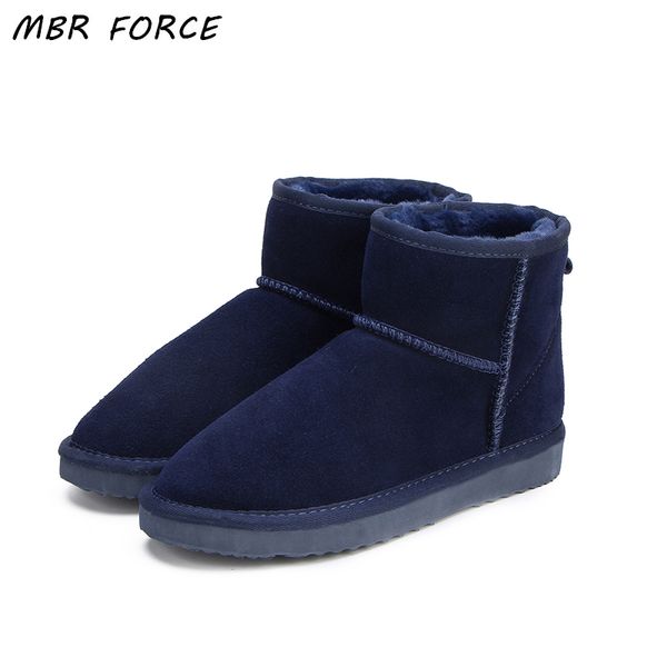 

mbr force australia brand winter women's snow boots cow split leather ankle shoes woman botas mujer big us 3-13, Black