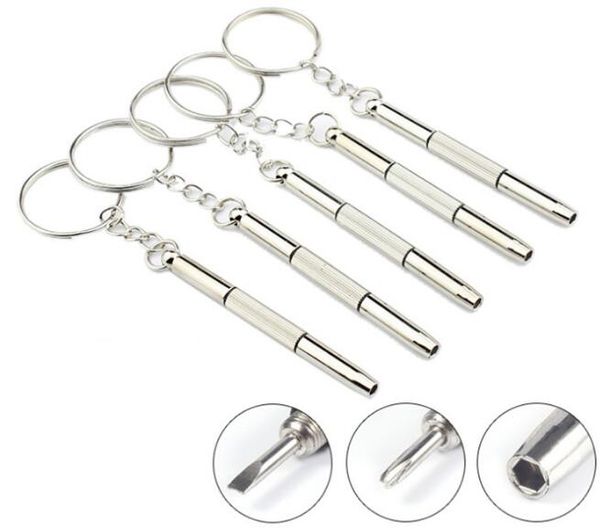 3 in 1 Brillen-Schraubendreher, Schlüsselanhänger, Reparatur, Brille, Uhr, Telefon, dreifach, vielseitig, kleiner Schraubendreher, Brillen-Mini-Schraubendreher, WY095