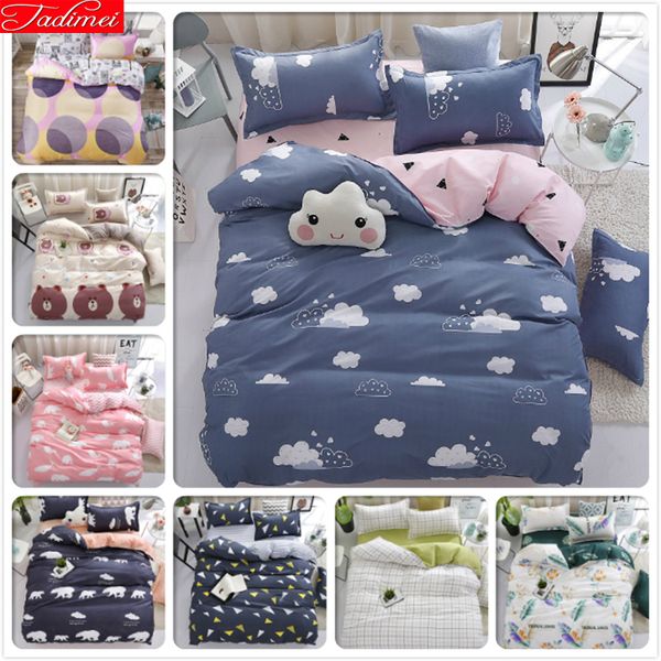 

cloud pattern duvet cover 3/4 pcs bedding set kids child soft skin bed linen single full double  king size bedspreads