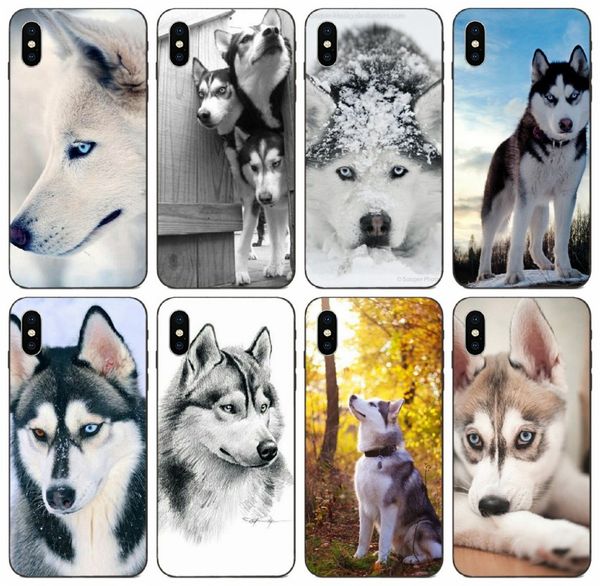 

[tongtrade] siberian husky lovely dog pattern case for iphone 8s 7s 6s 5s plus x xs 11 pro max samsung note 10 huawei p9 lite 1pcs case