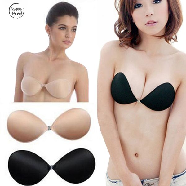 

сексуальный женский бюстгальтер невидимый push up самоклеющиеся силиконовые sujetador бесшовная передняя закрытие sticky backless без бретел, Red;black