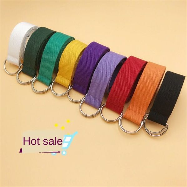 

all-match pure color canvas belt women's simple double canvas ribbon ring d buckle casual male and female student matching ribbon, Black;brown