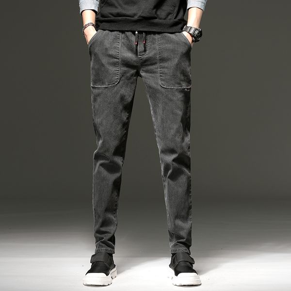 

new s 2019 mens jeans harem pants denim wash casual business trousers men fashions sim casual full length pants skinny jeans, Blue