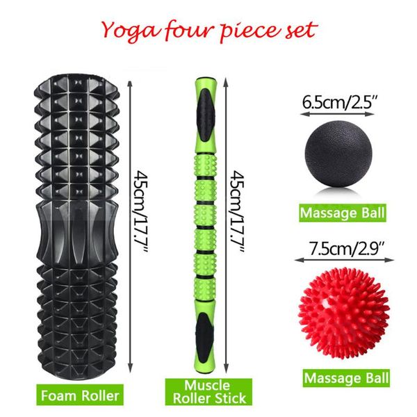 

resistance bands 4pcs pilates foam roller yoga column massage stick combined set of gym shaft fascia ball fitness