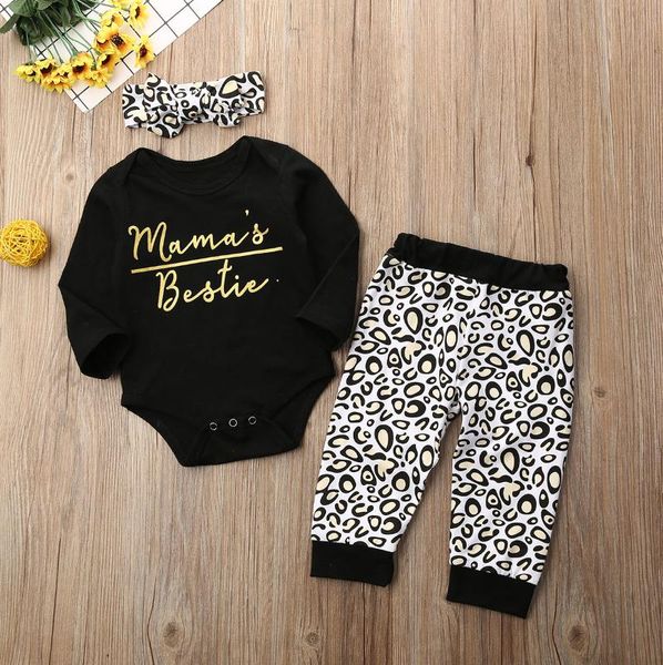 

3шт новорожденный мальчик девочка одежда ползунки боди леопард штаны поножи outfit, White