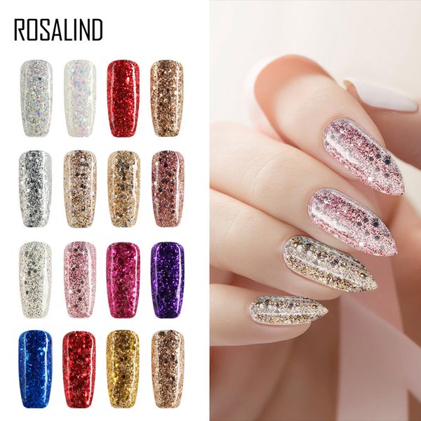 

rosalind hybrid varnishes glitter gel nail polish all for manicure semi permanent uv gel nail lacquer soak off base coat, Red;pink