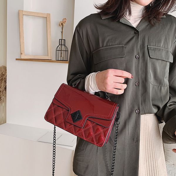 

women's bag luxury handbag black wine red coffee chain lock solid color women's one shoulder slant straddle bag