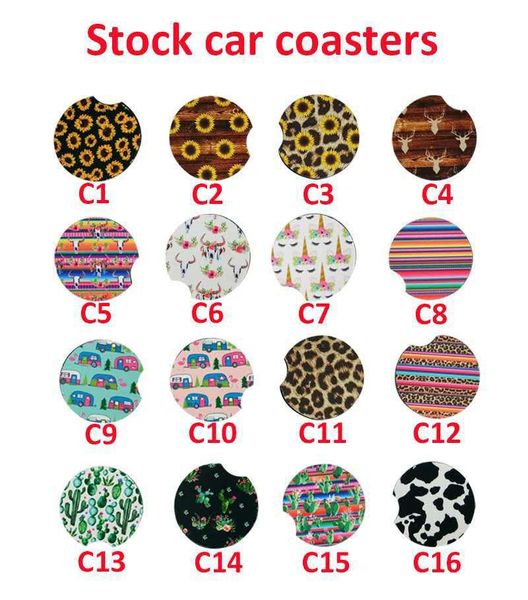 

neoprene drink coaster cactus flower printed coffee mug bottle mats soft round cup coaster for car home decor accessories m207f