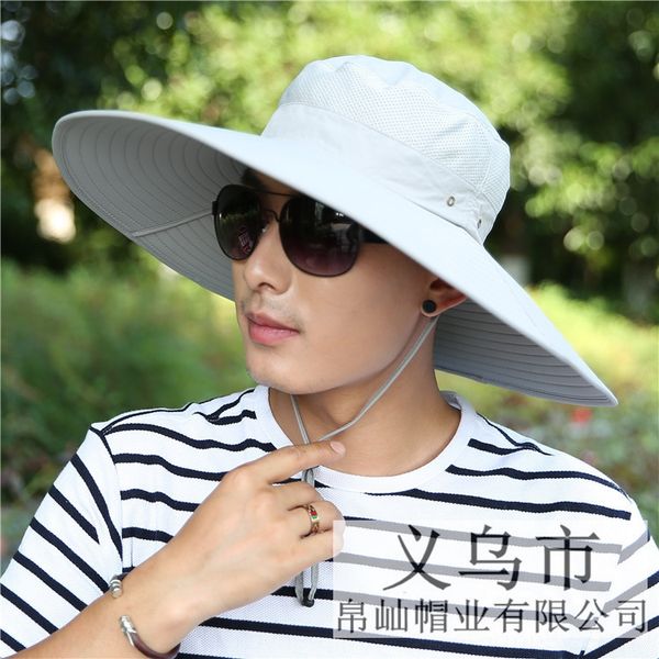 

big breathable men's sunscreen brim hat big fisherman's outdoor mountaineering fishing sun hat leisure bucket bucket summer jm6ha, Blue;gray