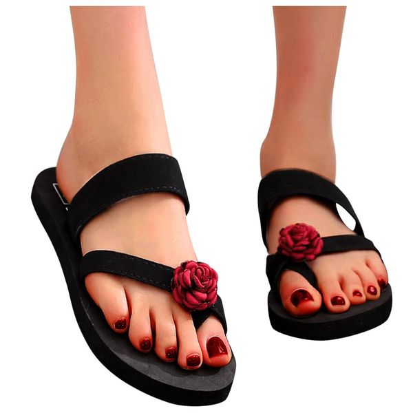 

sagace 2019 new women platform shoes flower high flat heel holiday beach slippers sandals women slippers sapato feminino 1209, Black